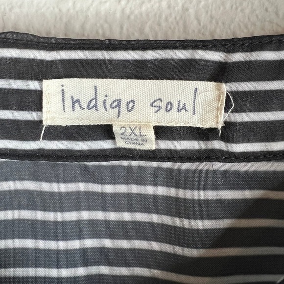 Indigo Soul Black & White Pinstripe Nautical Boat Cover Up Size 2XL - Picture 2 of 6